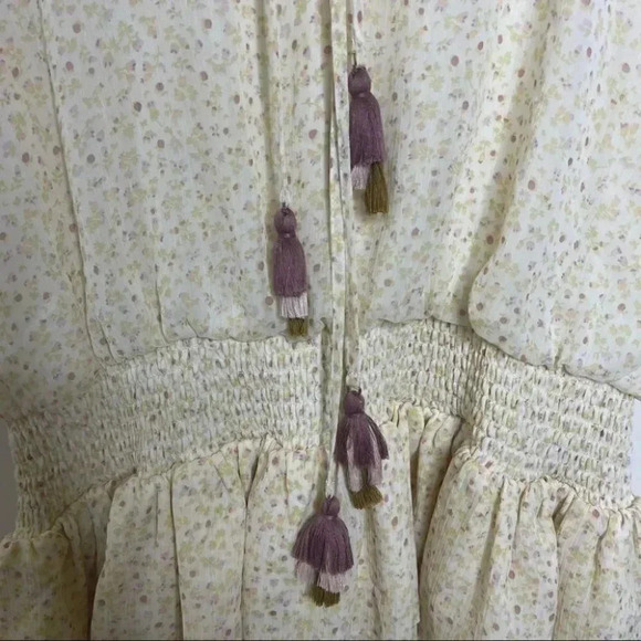 Rebecca Minkoff Off White Multi Pebble Tassel-neck Floral Dress Size Large - Picture 9 of 11